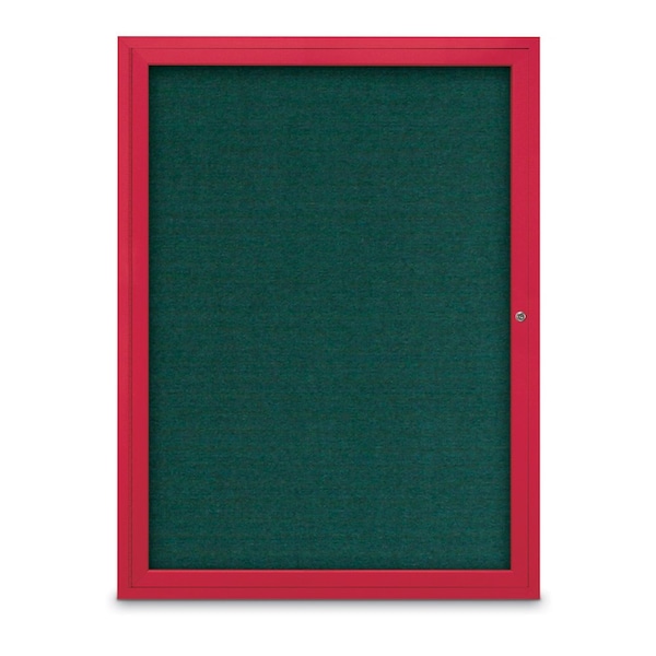 Slim Enclosed Corkboard, 18"x24", Black Alum Frame/Burgundy